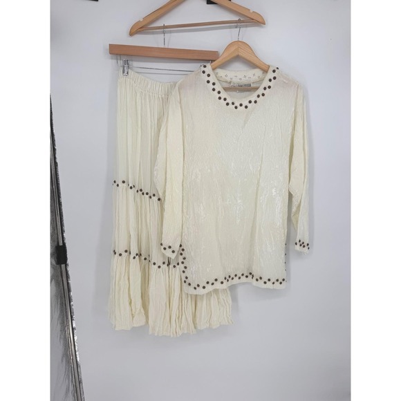 Sedona Stitchery Dresses & Skirts - Sedona Stitchery Skirt Set Vintage Cream Studded NWT Southwestern Dead Stock